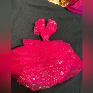 1990 holiday Barbie hot pink dress